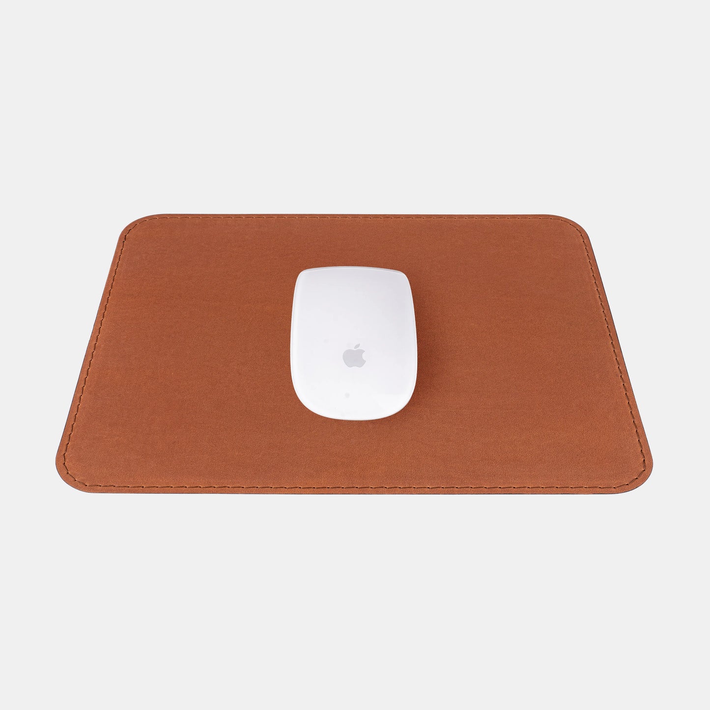 Килимок для комп'ютерної миші зі шкіри крейзі хорс в рудому кольорі