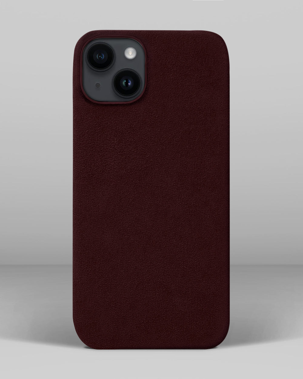 Bordowy pokrowiec z alcantary na iPhone 14 Plus