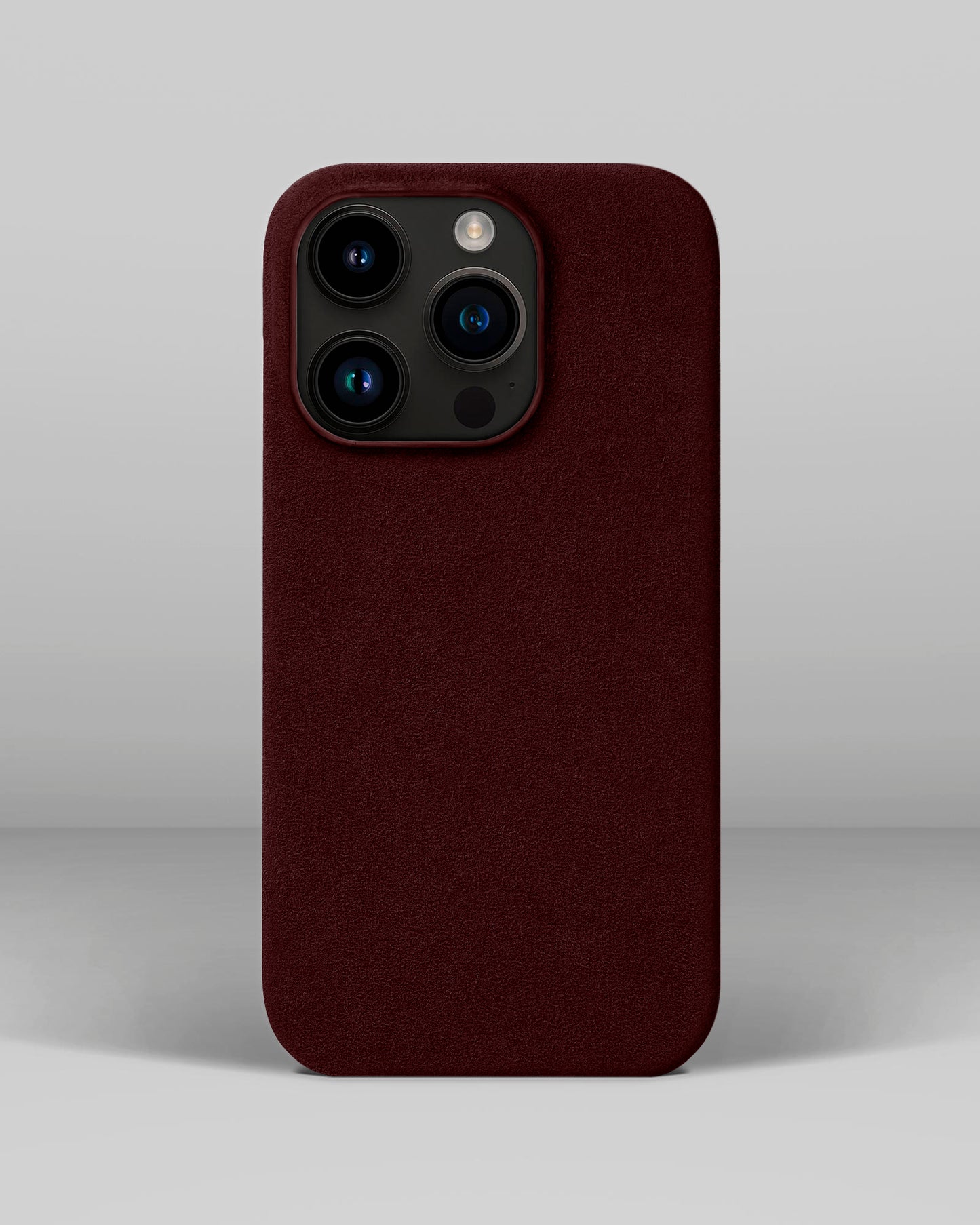 Бордовий чохол з алькантари для iPhone 14 Pro