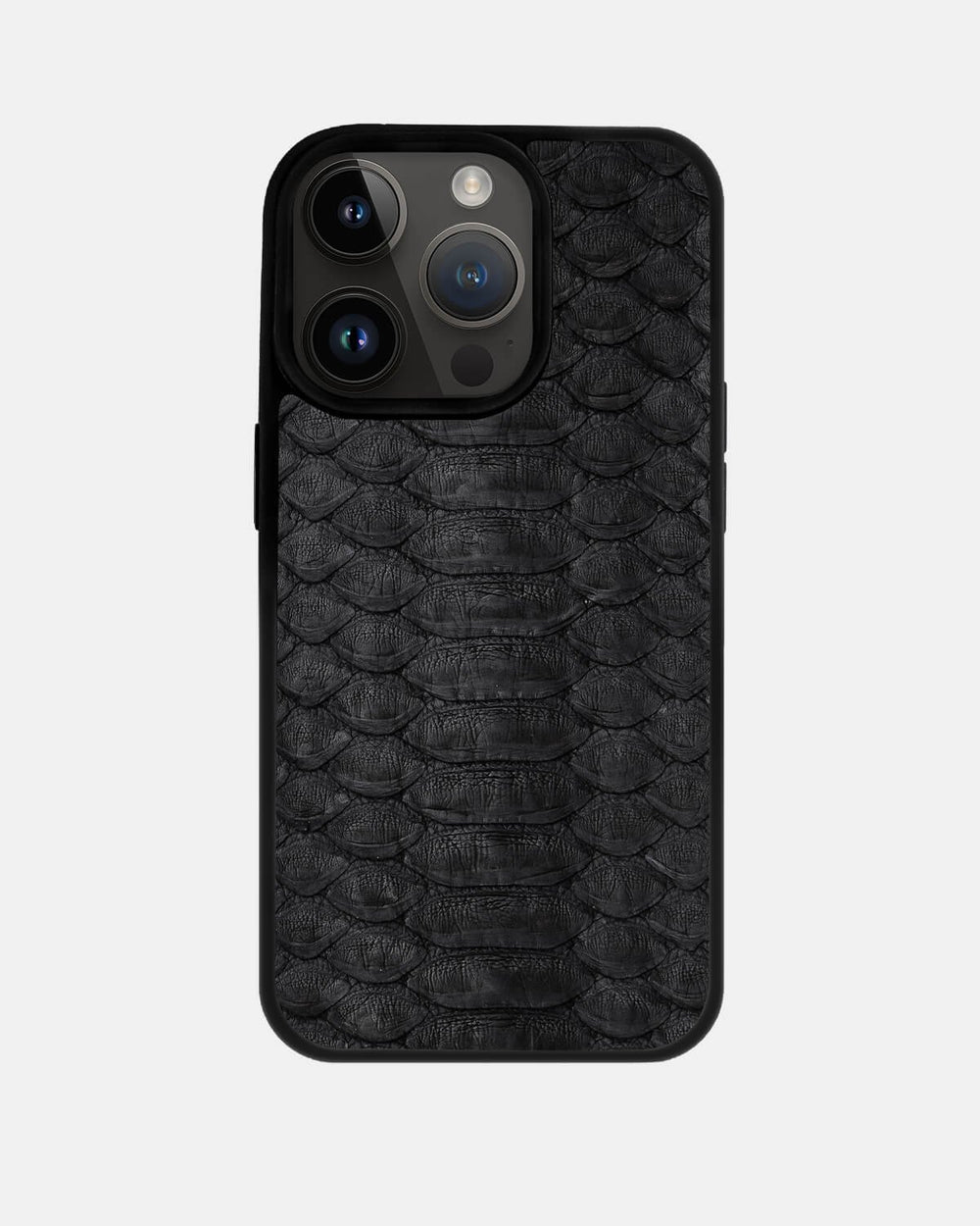 Etui z czarnej skóry pytona z szerokimi łuskami do iPhone 14 Pro Max