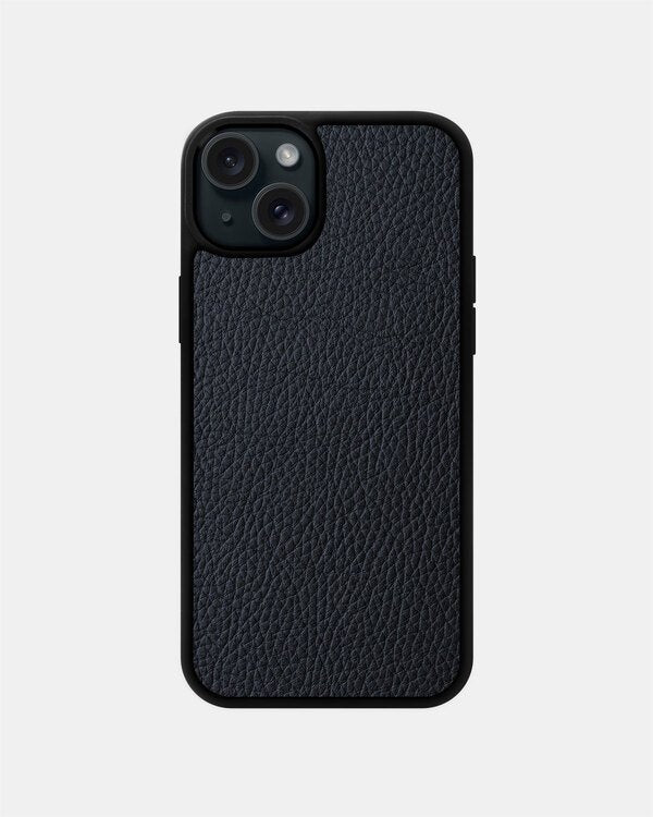 Etui z ciemnoniebieskiej skóry cielęcej typu flotar do iPhone 15