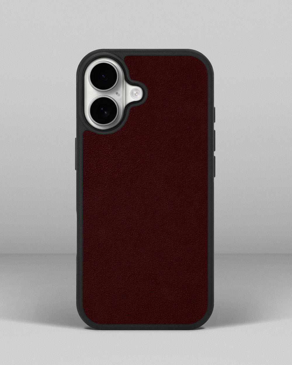 Etui z bordową wstawką z alcantary do iPhone 17