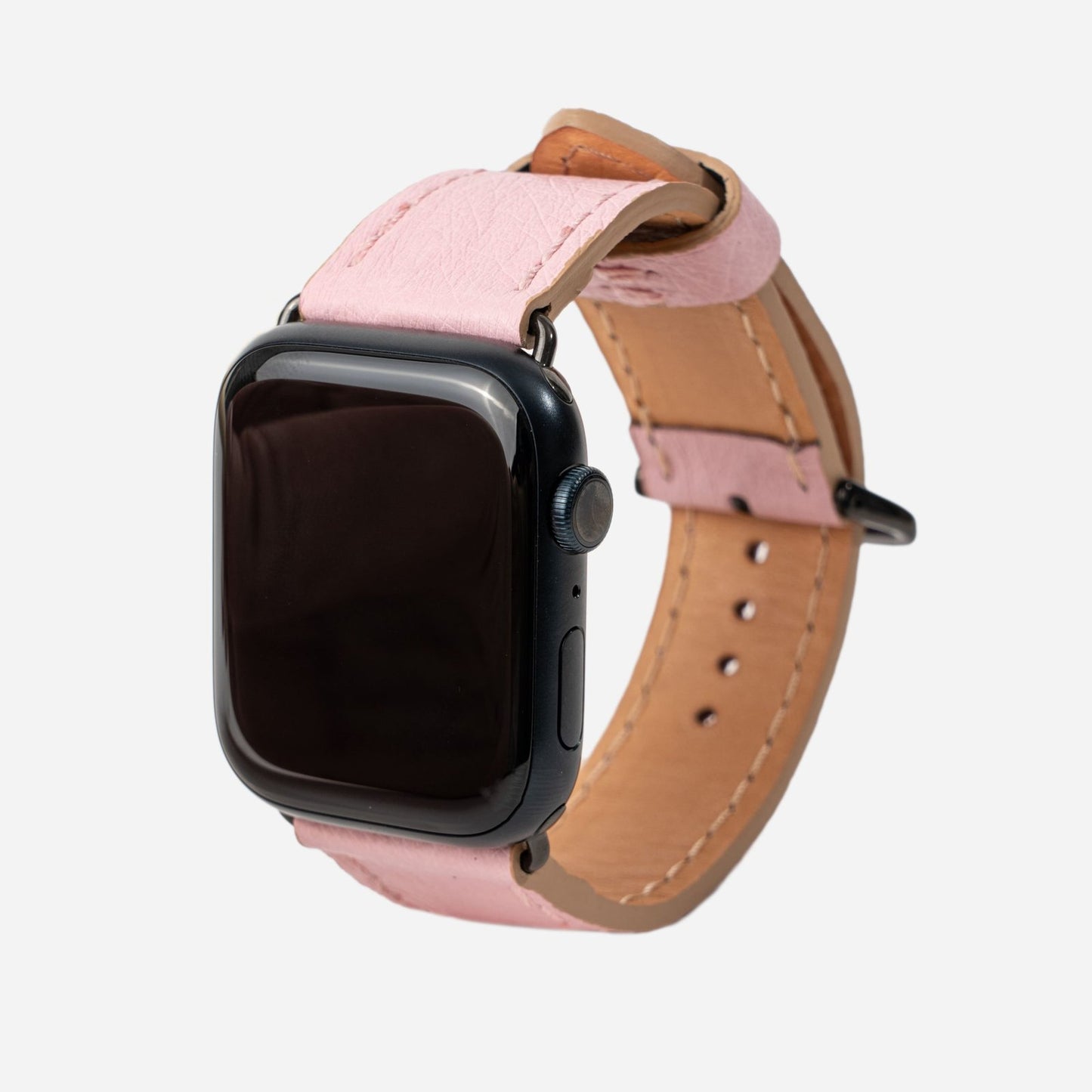 Ремінець для Apple Watch зі шкіри страуса в рожевому кольорі без фолікул