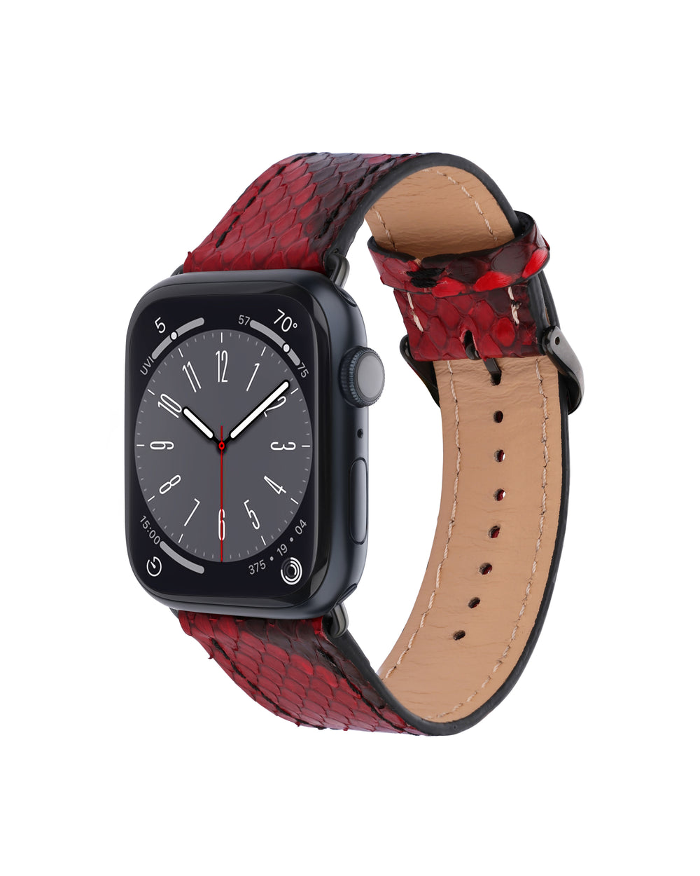 Ремешок для Apple Watch из кожи питона красного цвета с рисунком