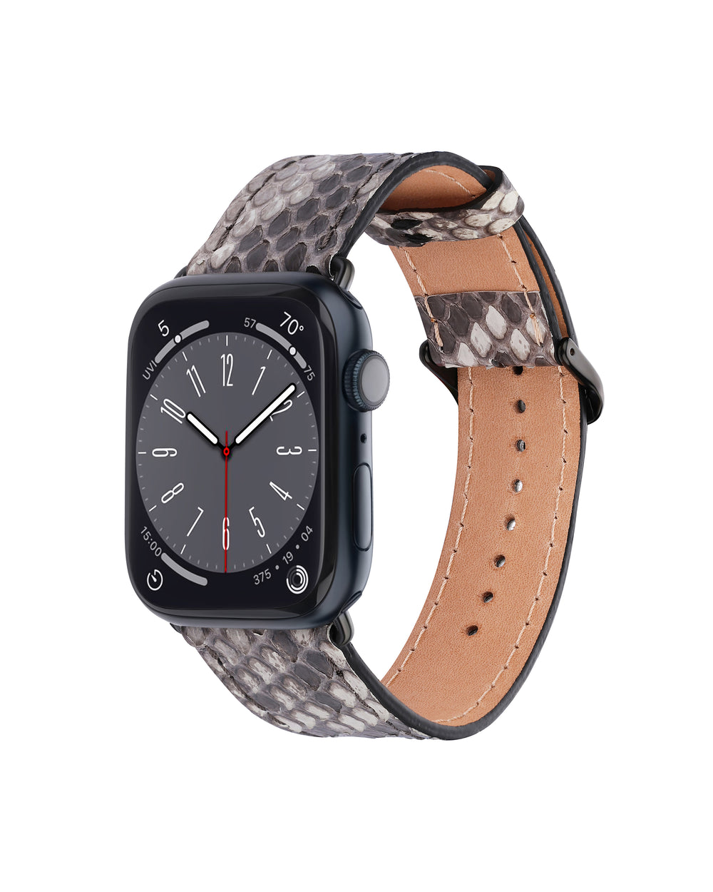 Pasek do Apple Watch ze skóry pytona w czarno-białym kolorze