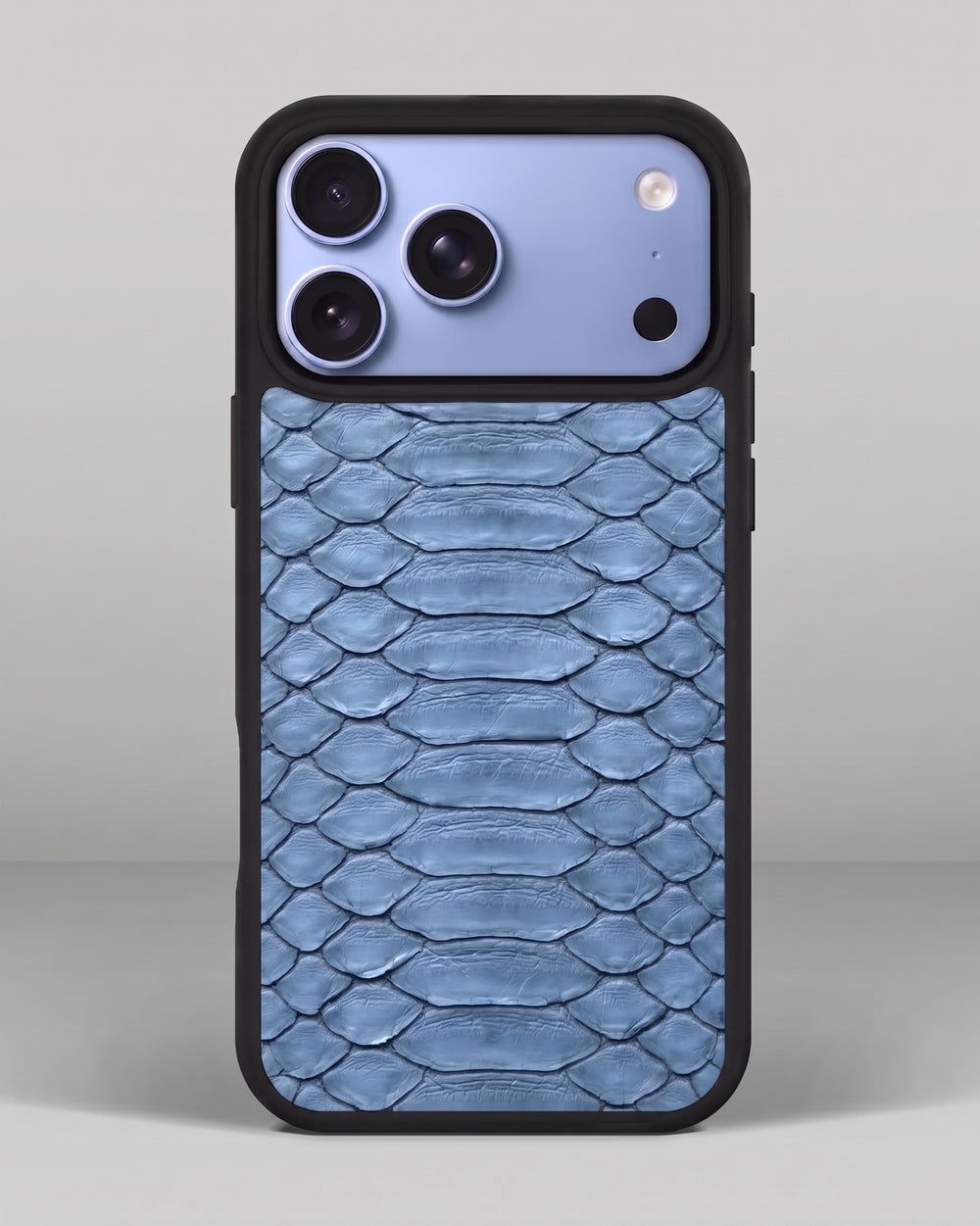 Чохол із темно-синьої шкіри пітона з широкими лусочками для iPhone 18 Pro Max