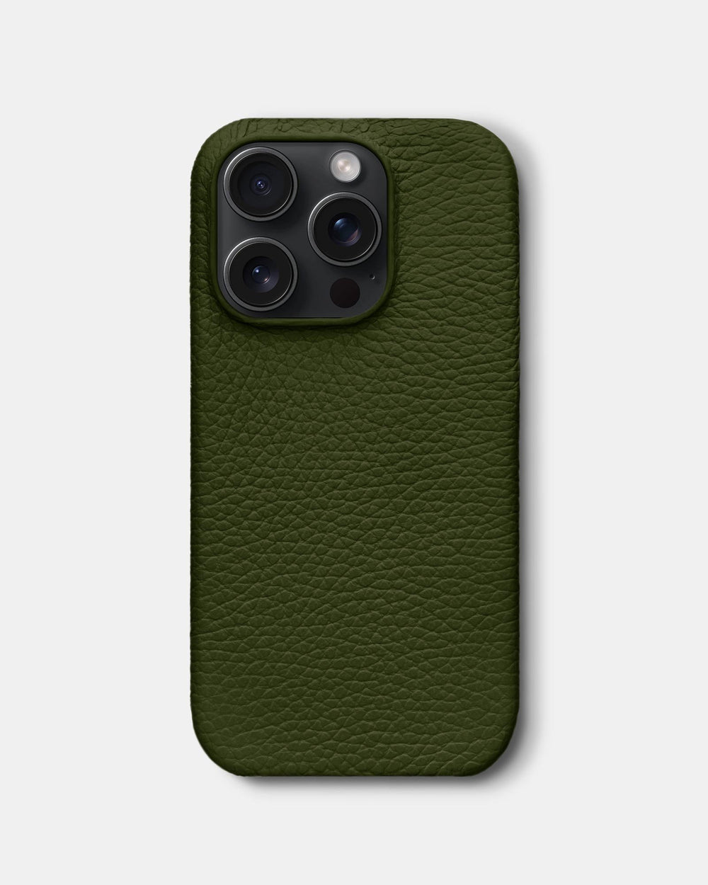 Оливковый кожаный чехол для iPhone 15 Pro