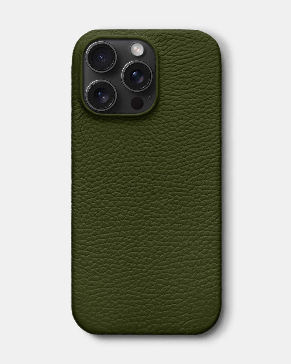 Оливковый кожаный чехол для iPhone 15 Pro Max