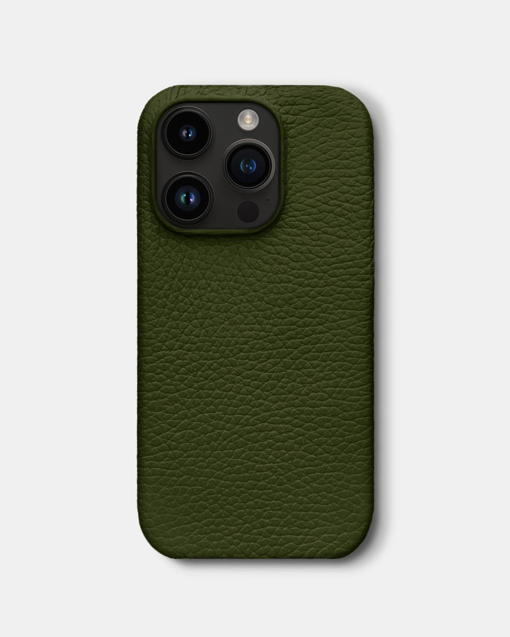 Oliwkowy skórzany etui do iPhone 14 Pro