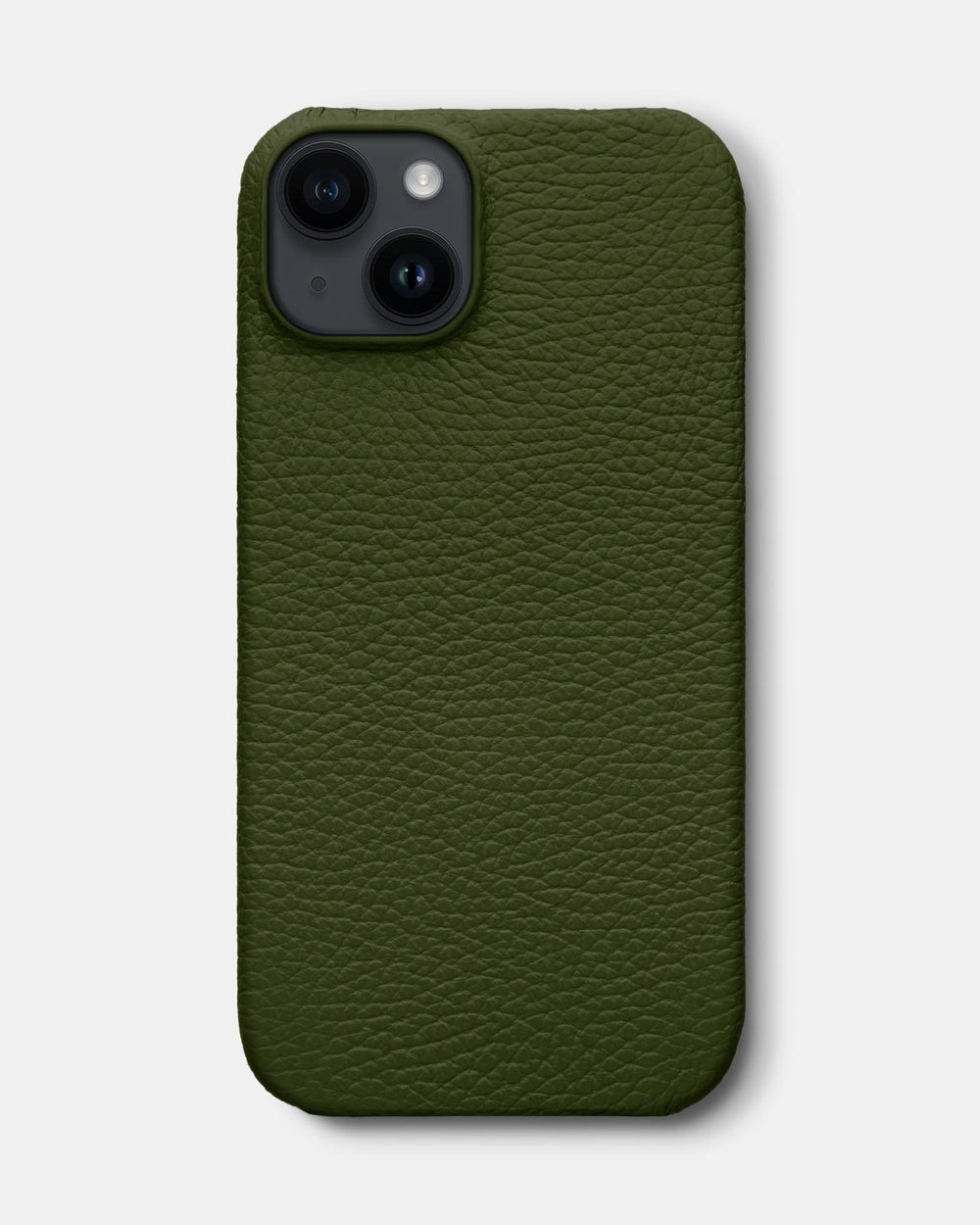 Оливковий шкіряний обтягнутий чохол для iPhone 14 Plus