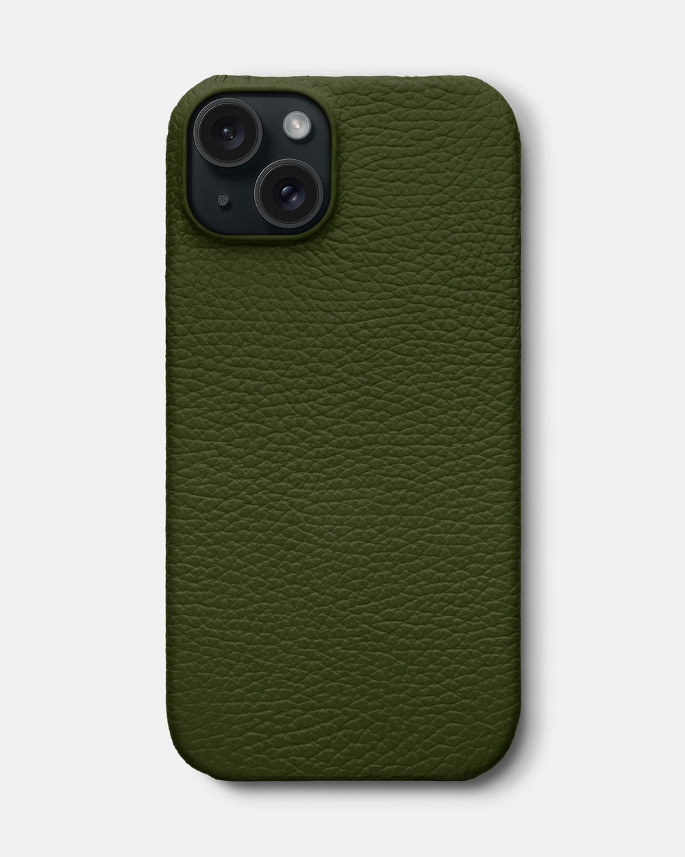 Оливковый кожаный чехол для iPhone 15 Plus