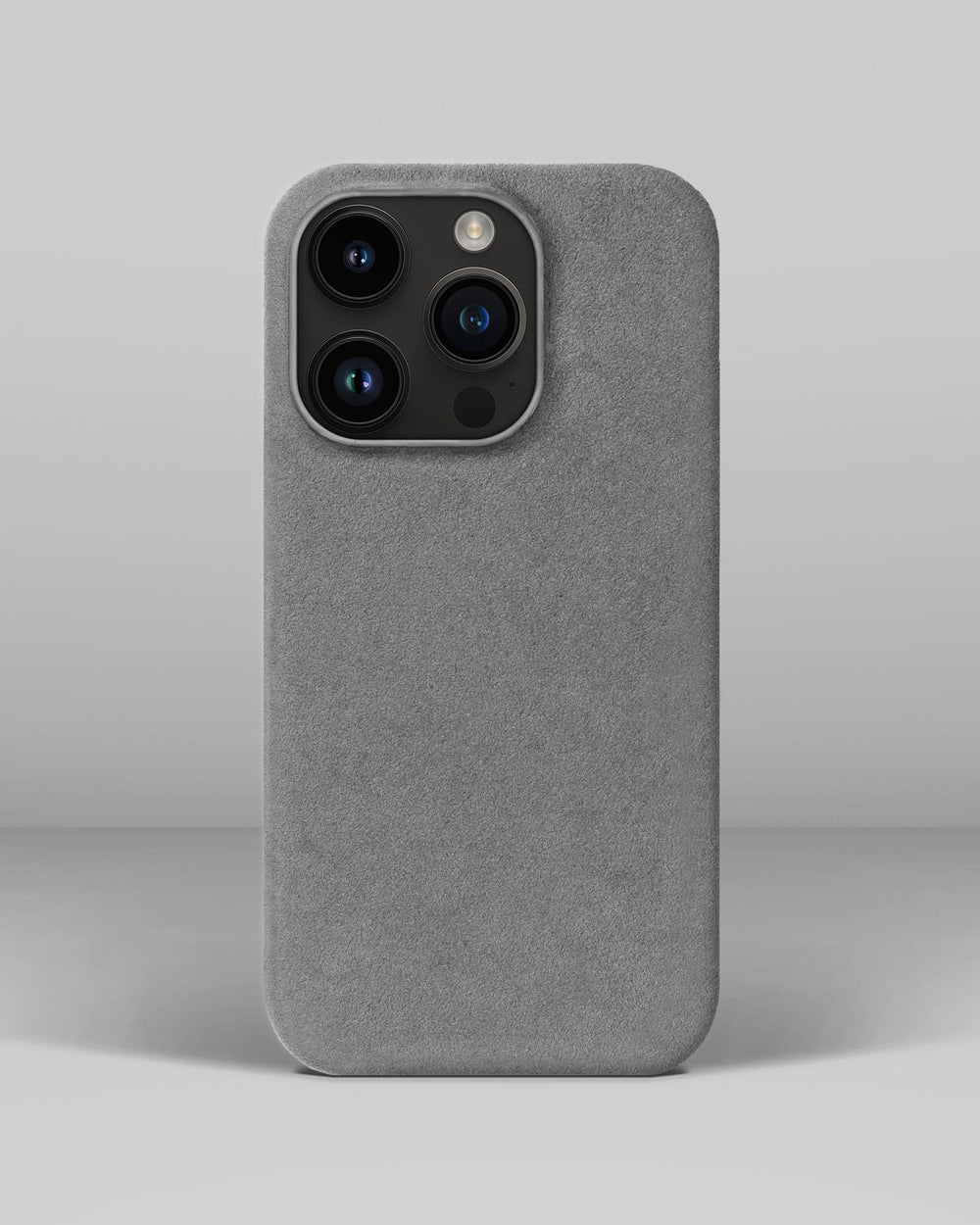 Jasnoszary pokrowiec z alcantary do iPhone 14 Pro