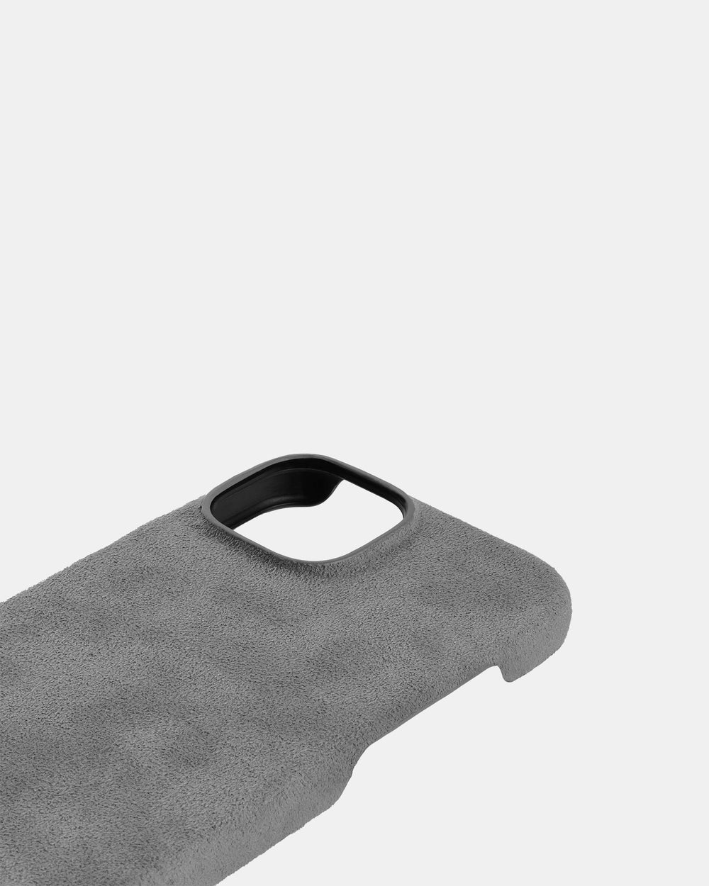 Светло-серый чехол из алькантары для iPhone 14