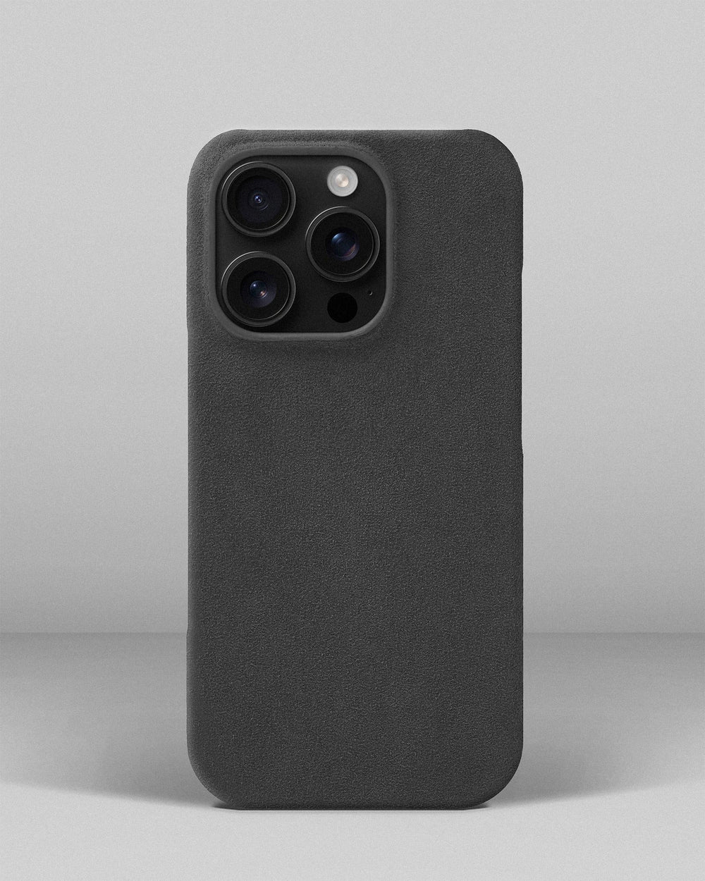 Сірий обтягнутий чохол з алькантари для iPhone 16 Pro