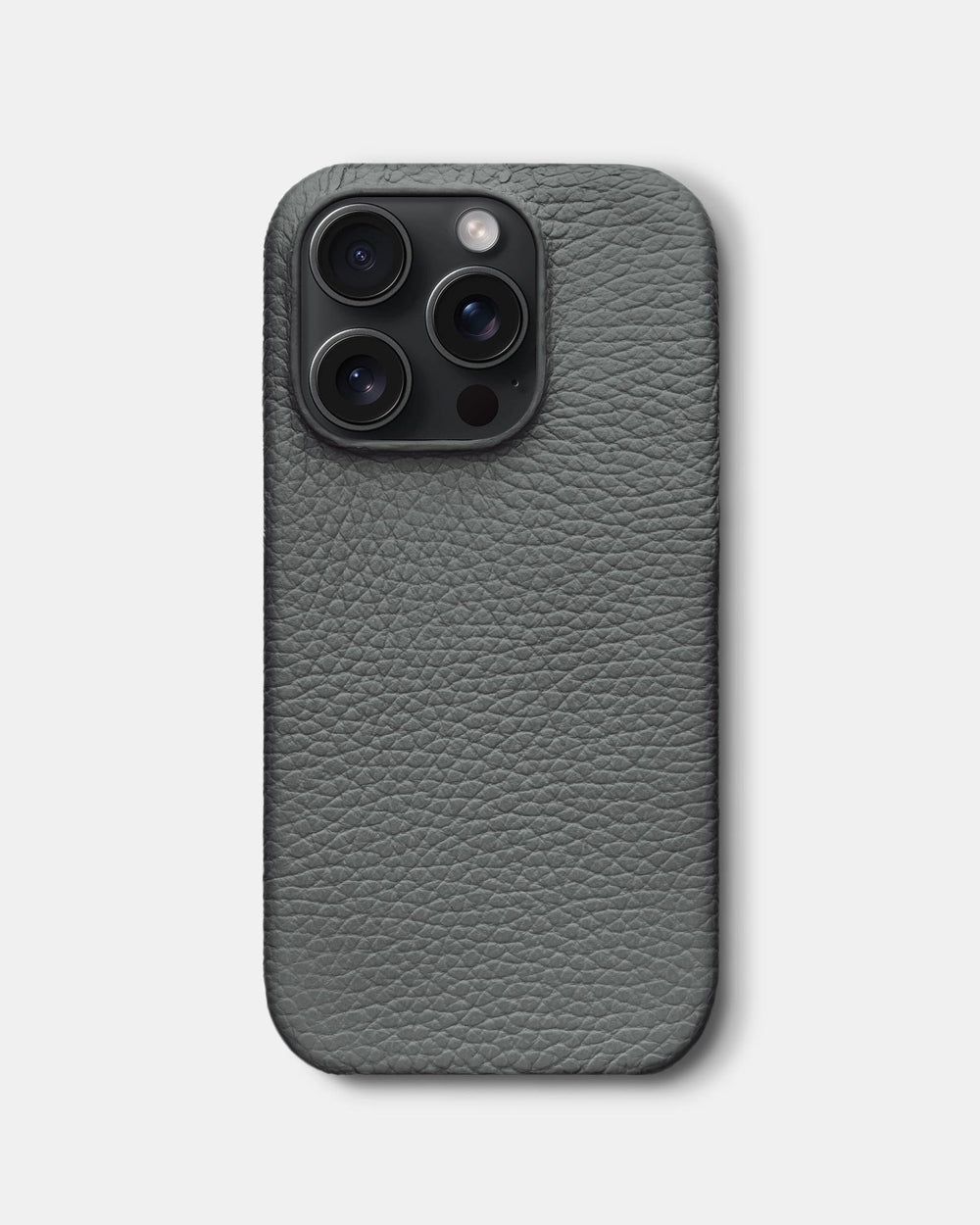 Szare skórzane etui na iPhone 15 Pro