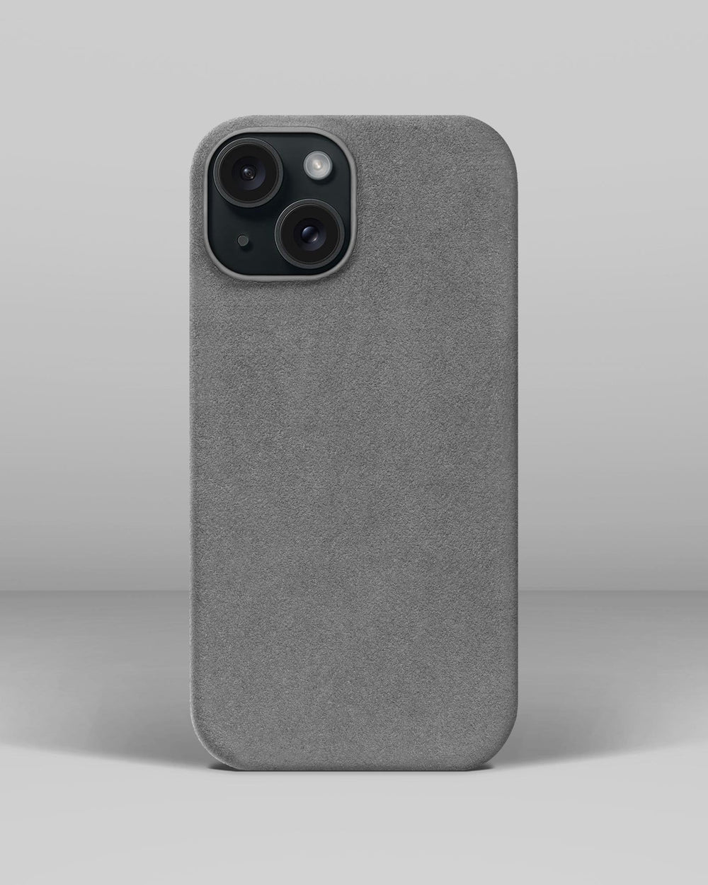 Jasnoszare etui z alcantary do iPhone 15