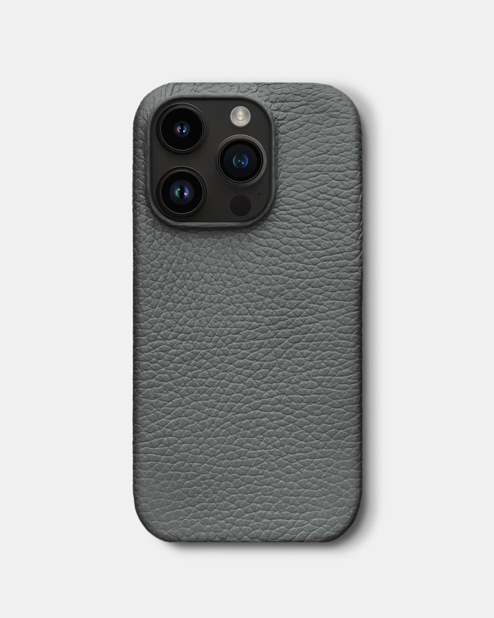 Сірий шкіряний обтягнутий чохол для iPhone 14 Pro