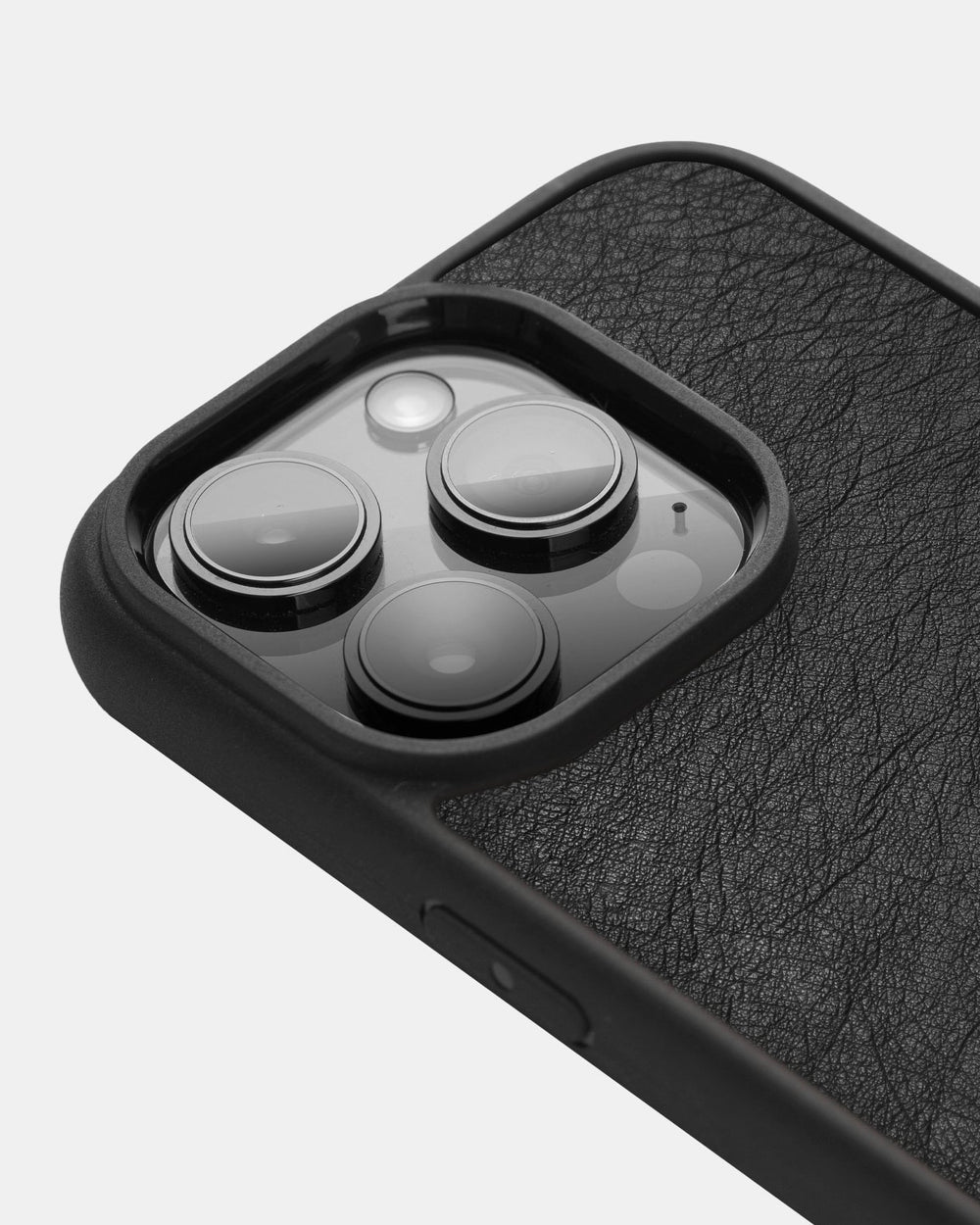 Чехол из чёрной телячьей кожи флотар для iPhone 15 Pro