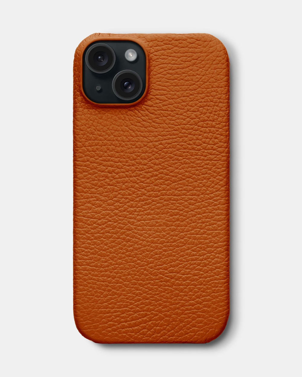 Оранжевый кожаный чехол для iPhone 15 Plus