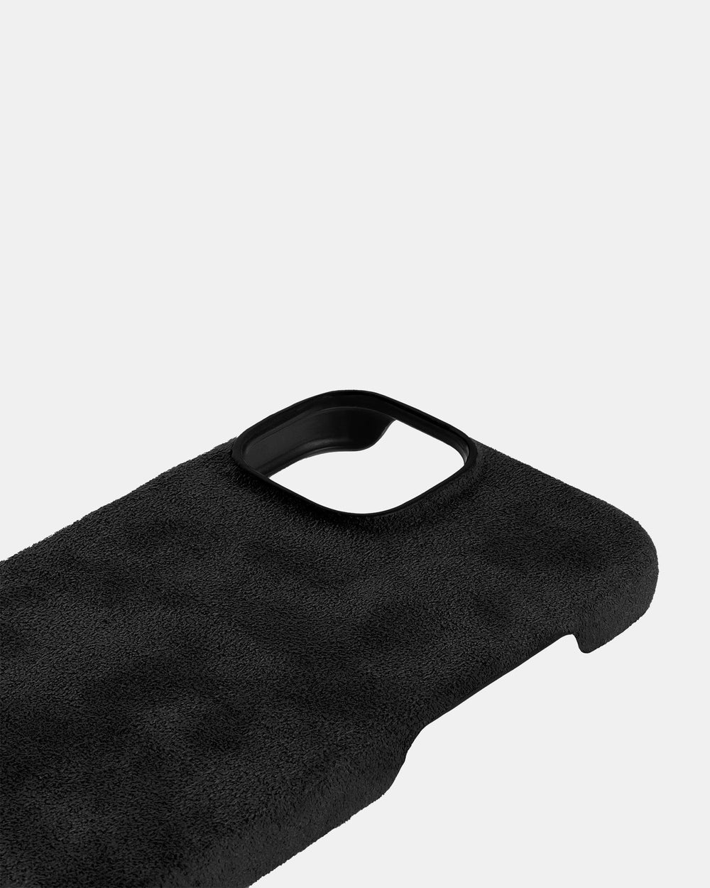 Czarne etui z alcantary do iPhone 15 Plus