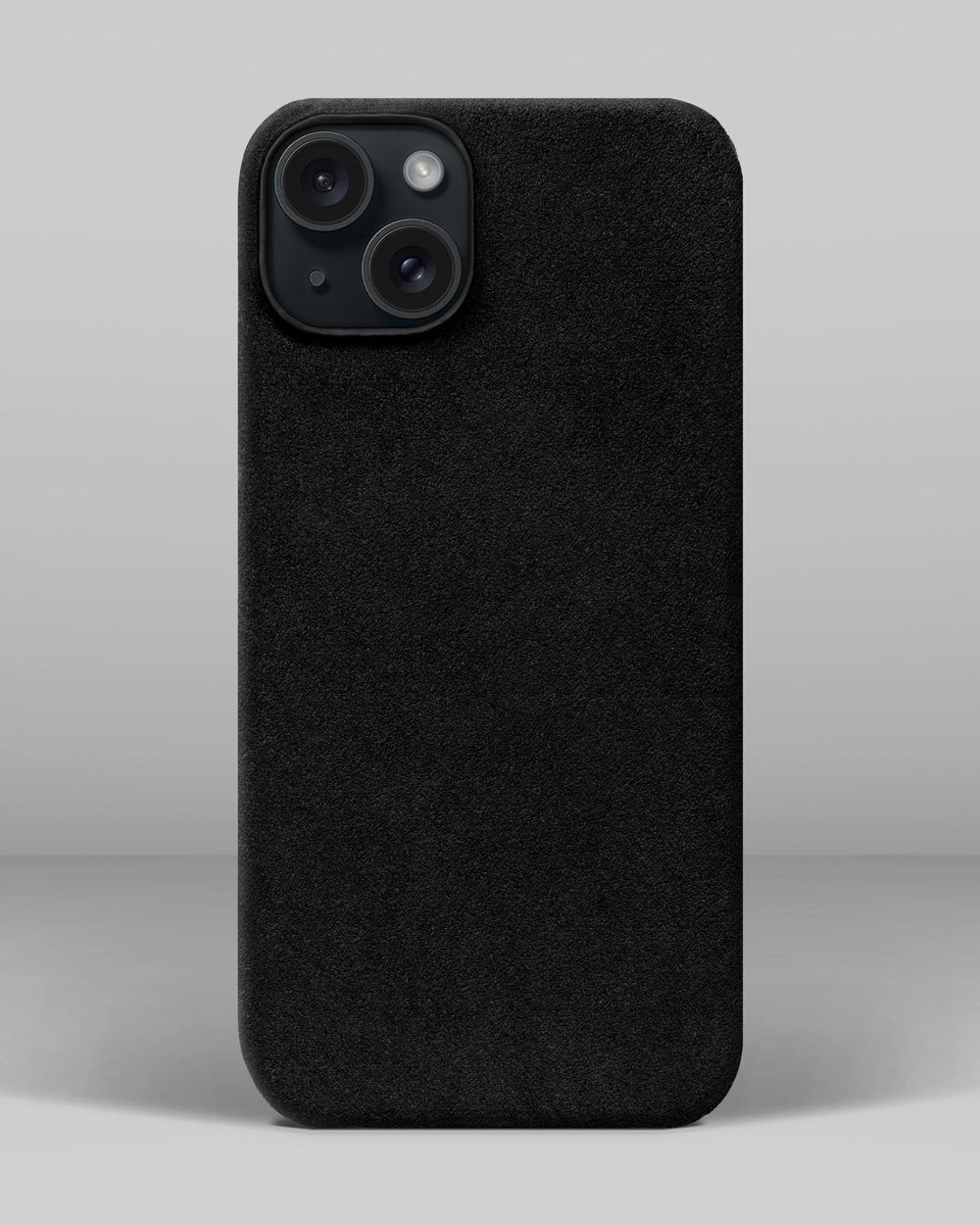 Czarne etui z alcantary do iPhone 15 Plus