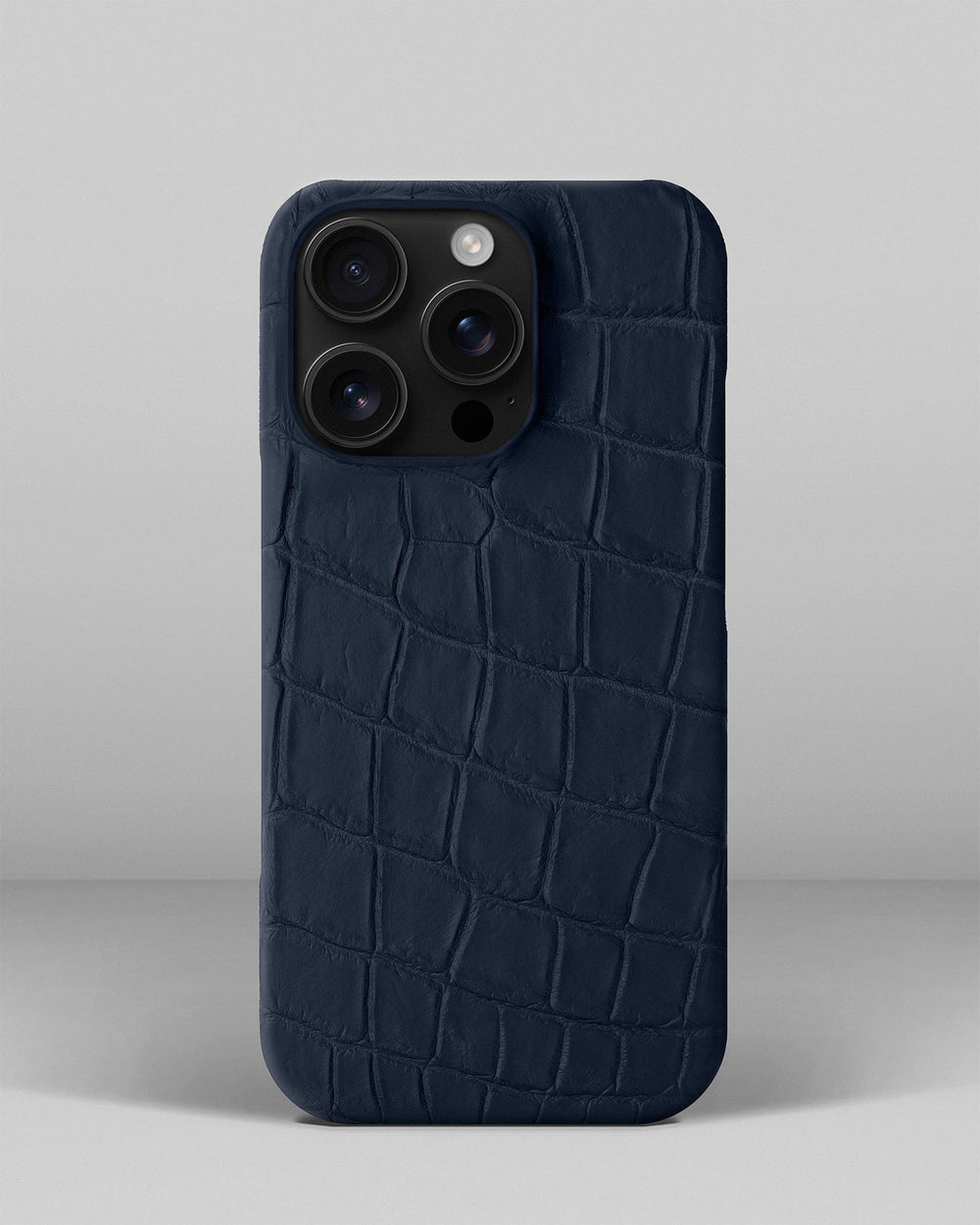 Темно-синий чехол из кожи крокодила для iPhone 14 Pro