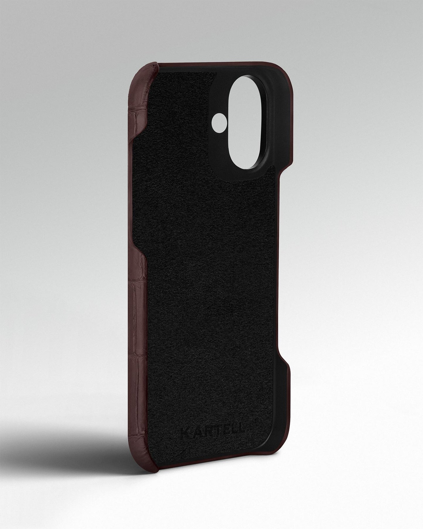 Темно-коричневий чохол обтягнутий шкірою крокодила для iPhone 16 Plus