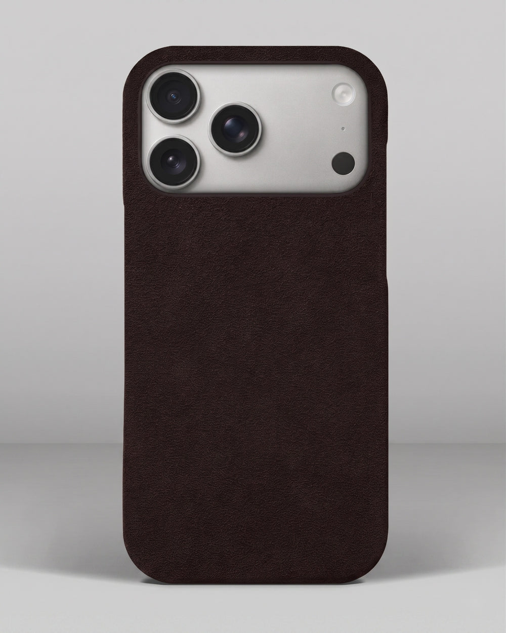 Ciemnobrązowe etui z alcantary do iPhone 17 Pro Max