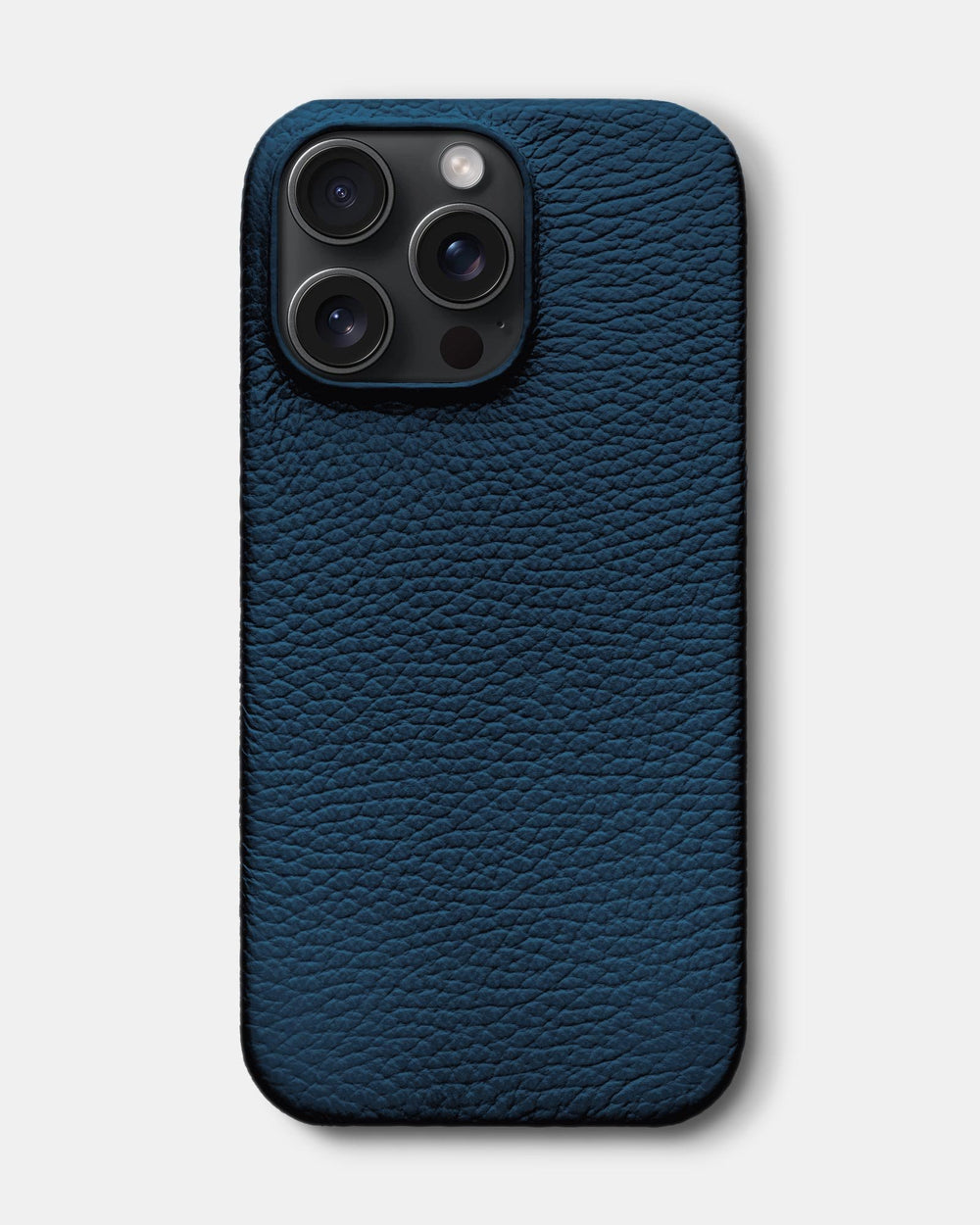Ciemnoniebieskie skórzane etui na iPhone 16 Pro Max