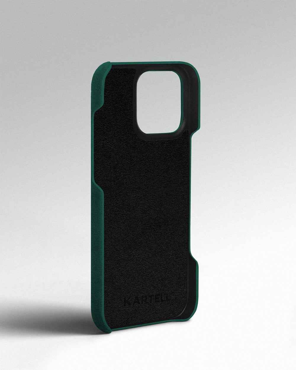 Zielone etui z alcantary na iPhone 16 Pro