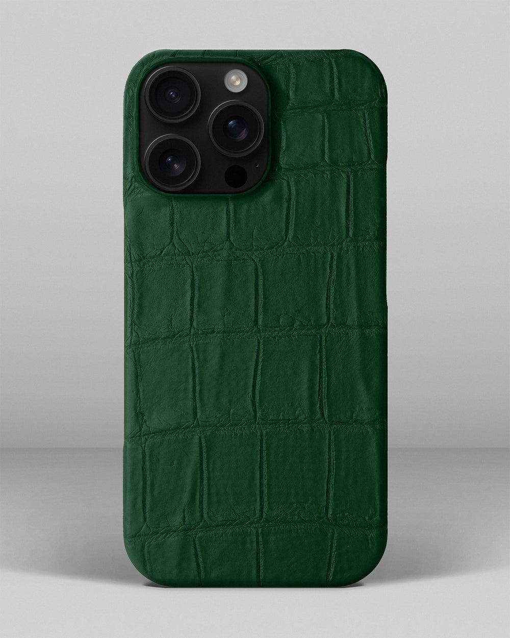 Темно-зелений чохол обтягнутий шкірою крокодила для iPhone 15 Pro Max
