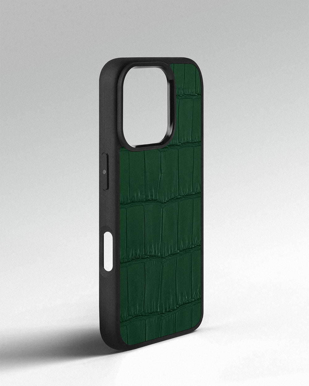 Etui z ciemnozielonej skóry krokodyla na iPhone 16 Pro