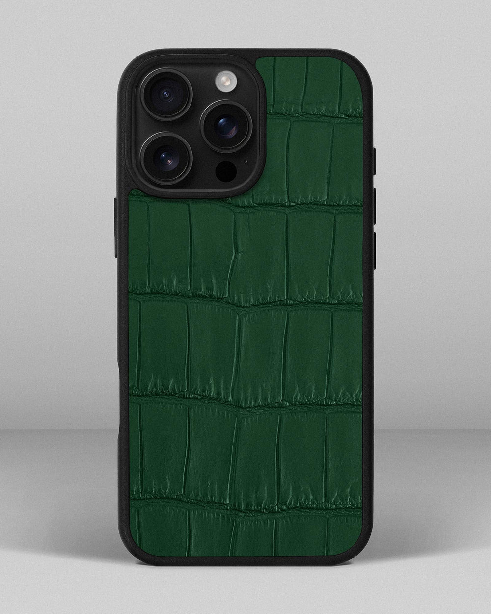 Etui z ciemnozielonej skóry krokodyla na iPhone 16 Pro Max