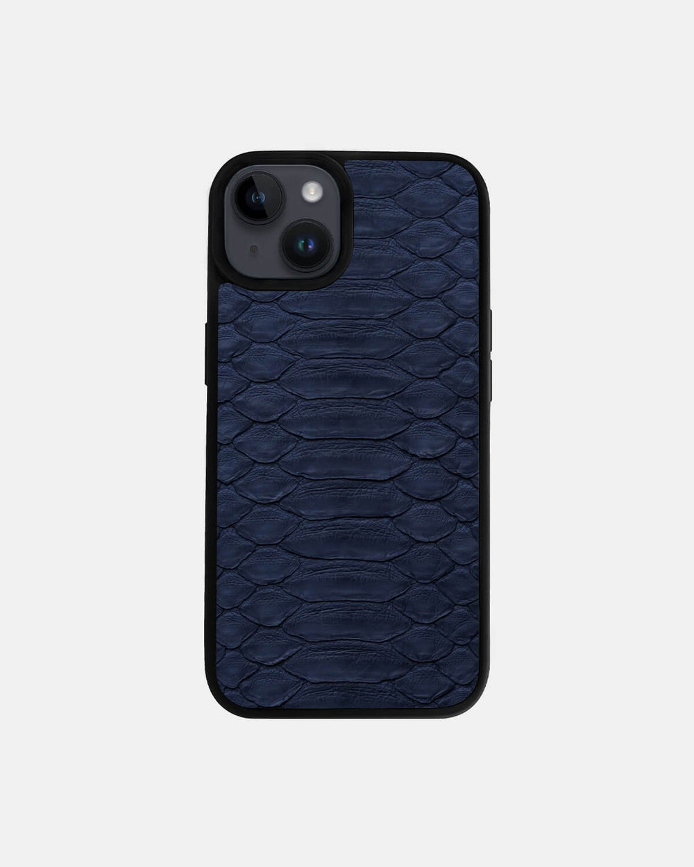 Чехол из тёмно-синей кожи питона с крупными чешуйками для iPhone 14