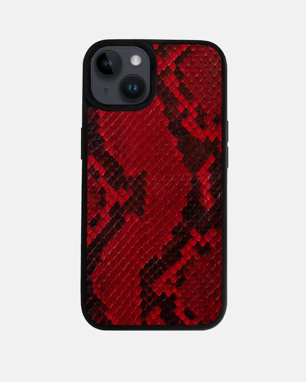 Etui z czerwonej skóry pytona z drobnymi łuskami do iPhone 14 Plus