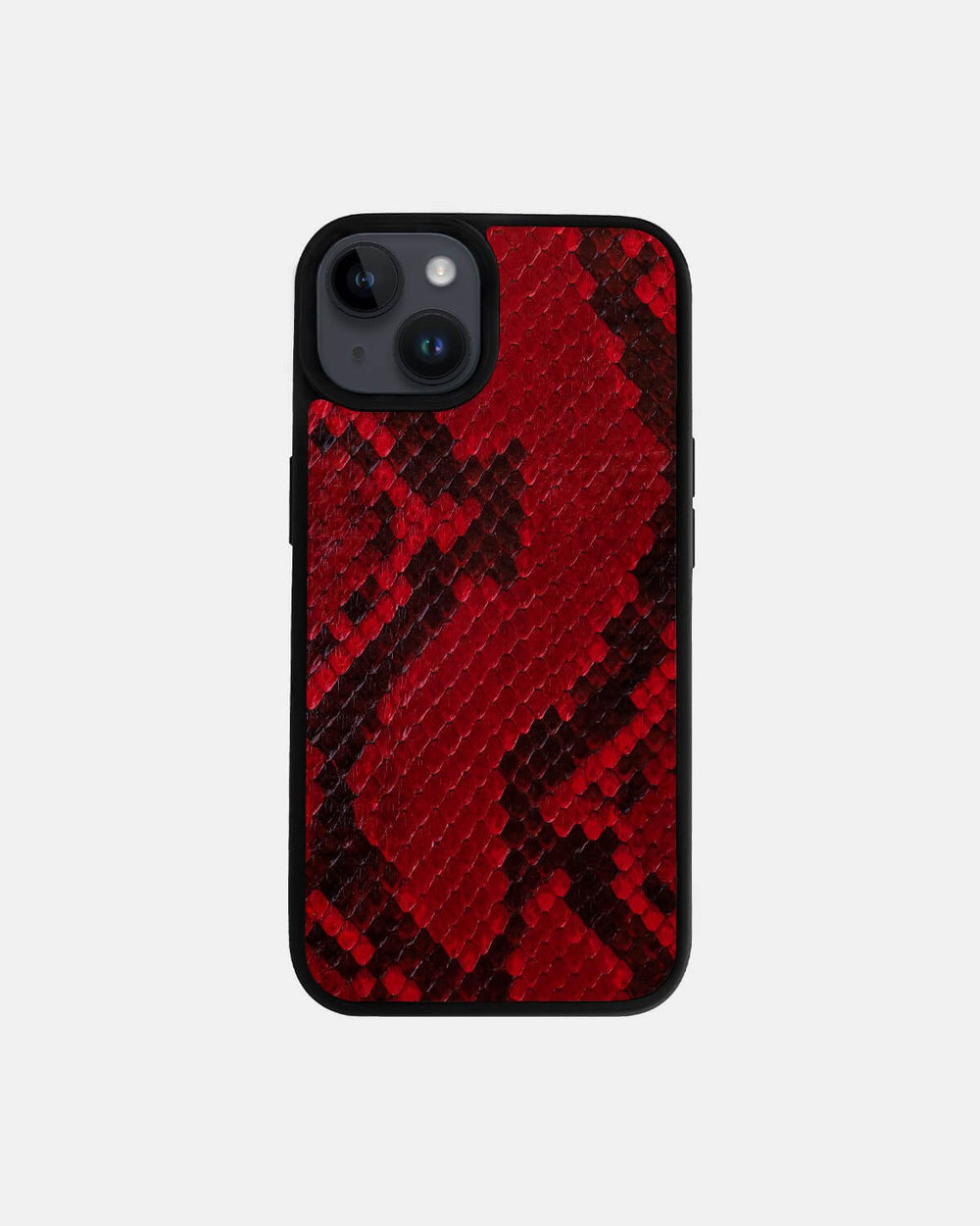 Чехол из красной кожи питона с мелкими чешуйками для iPhone 14
