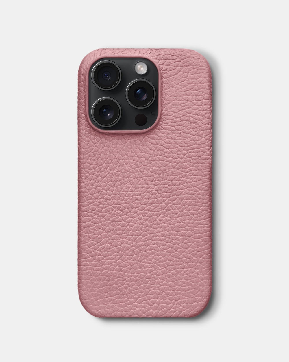 Рожевий шкіряний обтягнутий чохол для iPhone 16 Pro