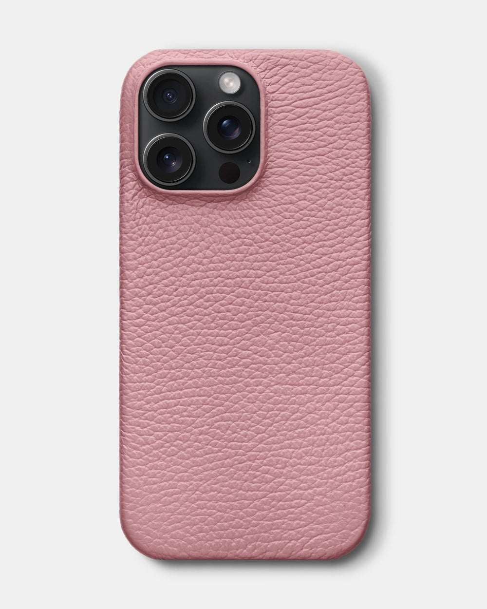Рожевий шкіряний обтягнутий чохол для iPhone 15 Pro Max