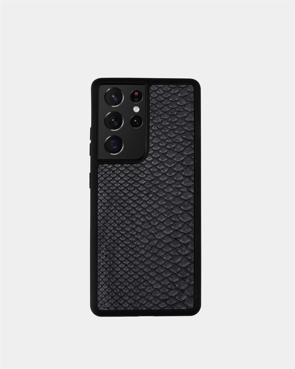 Etui na Samsunga w czarnym kolorze ze skóry pytona o drobnych łuskach
