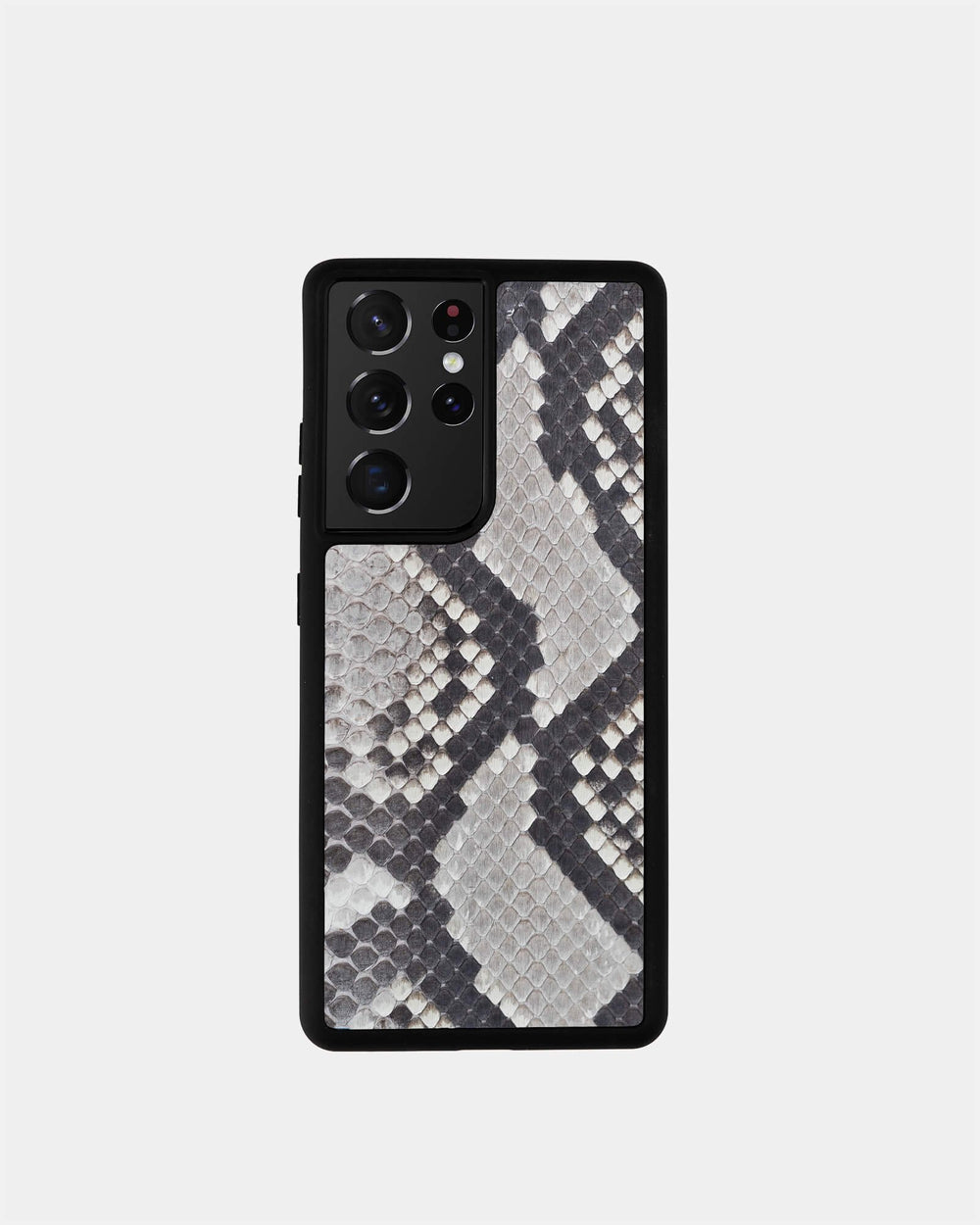 Чехол для Samsung из кожи питона с мелкой чешуёй чёрно-белого цвета
