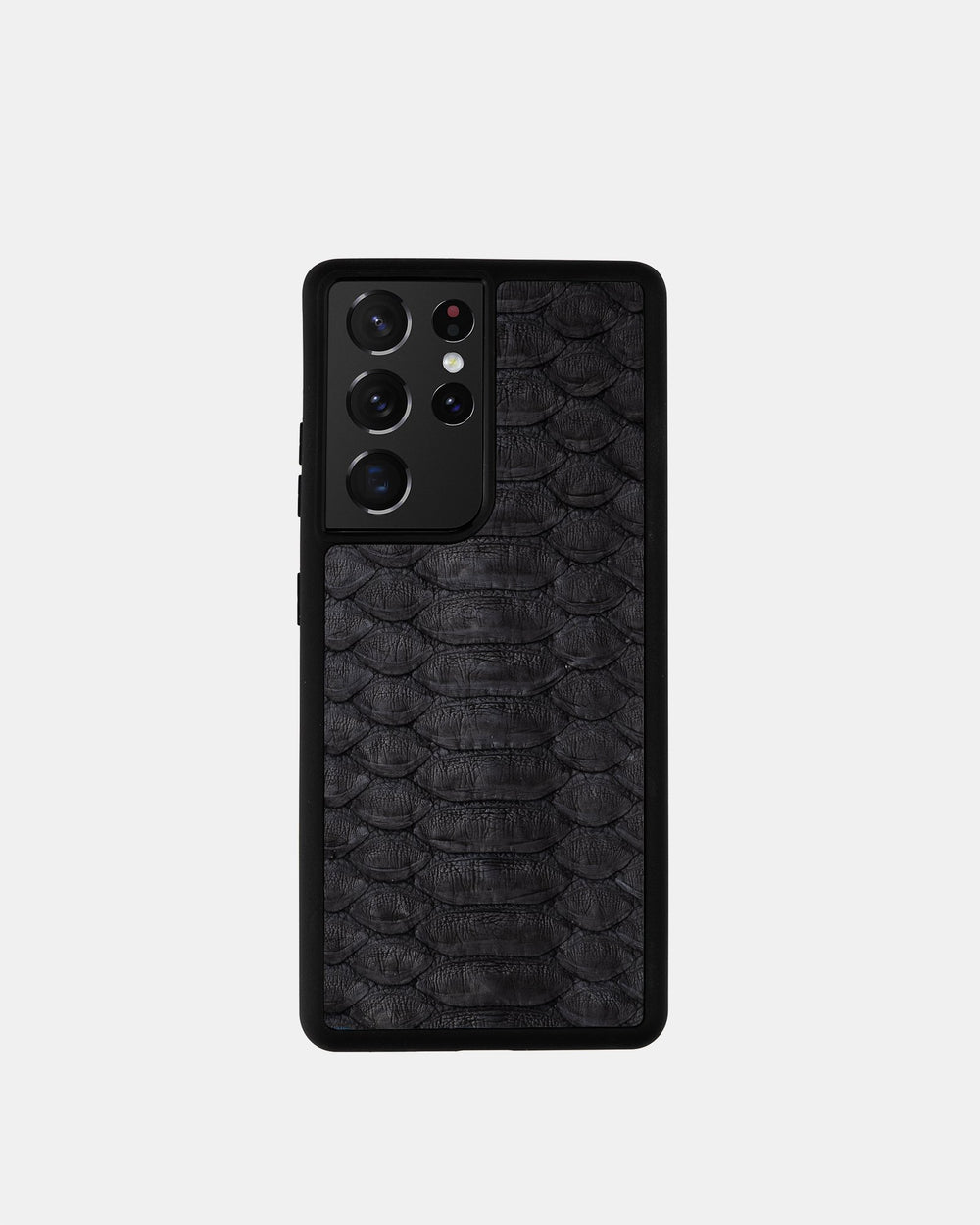 Etui na Samsung w czarnym kolorze ze skóry pytona z dużymi łuskami