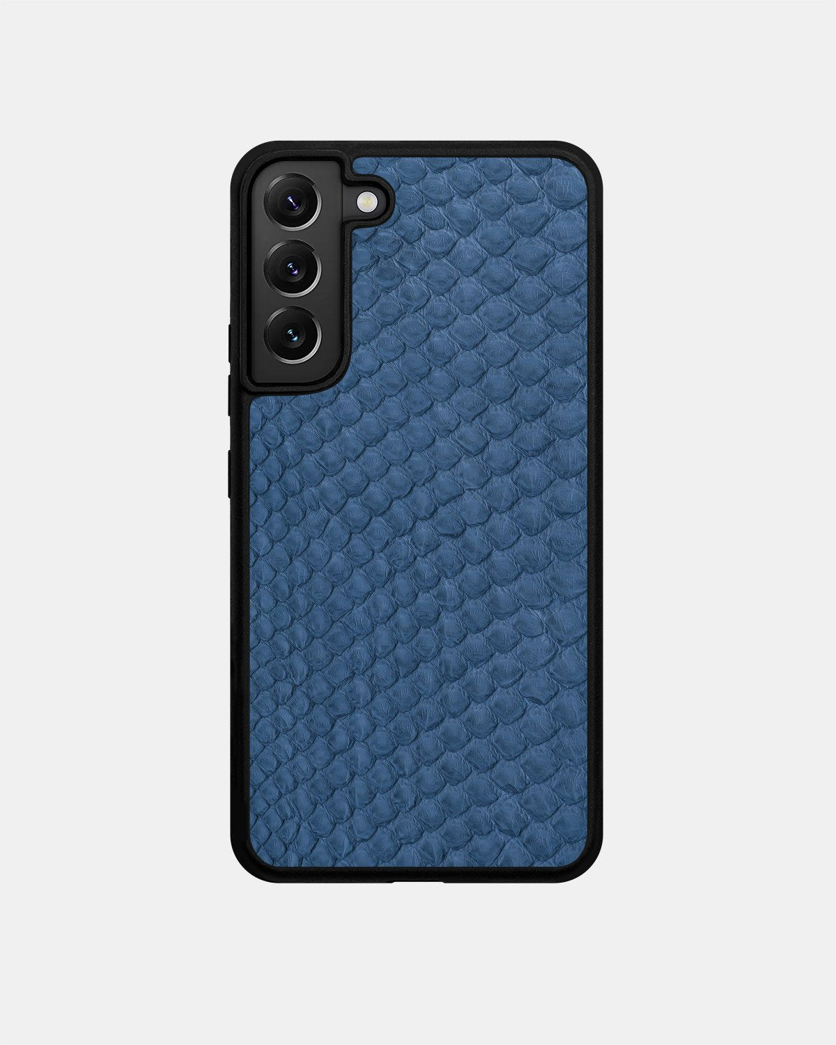 Etui z szaroniebieskiej skóry pytona z drobnymi łuskami do Samsung S22