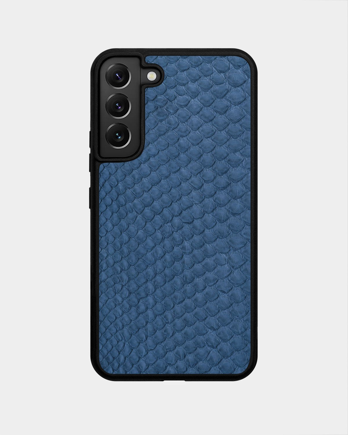 Etui z szaroniebieskiej skóry pytona z drobnymi łuskami do Samsung S22 Plus