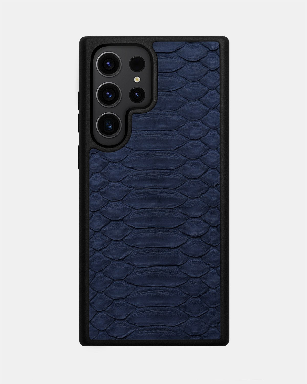 Etui z ciemnoniebieskiej skóry pytona z szerokimi łuskami dla Samsung S23 Ultra
