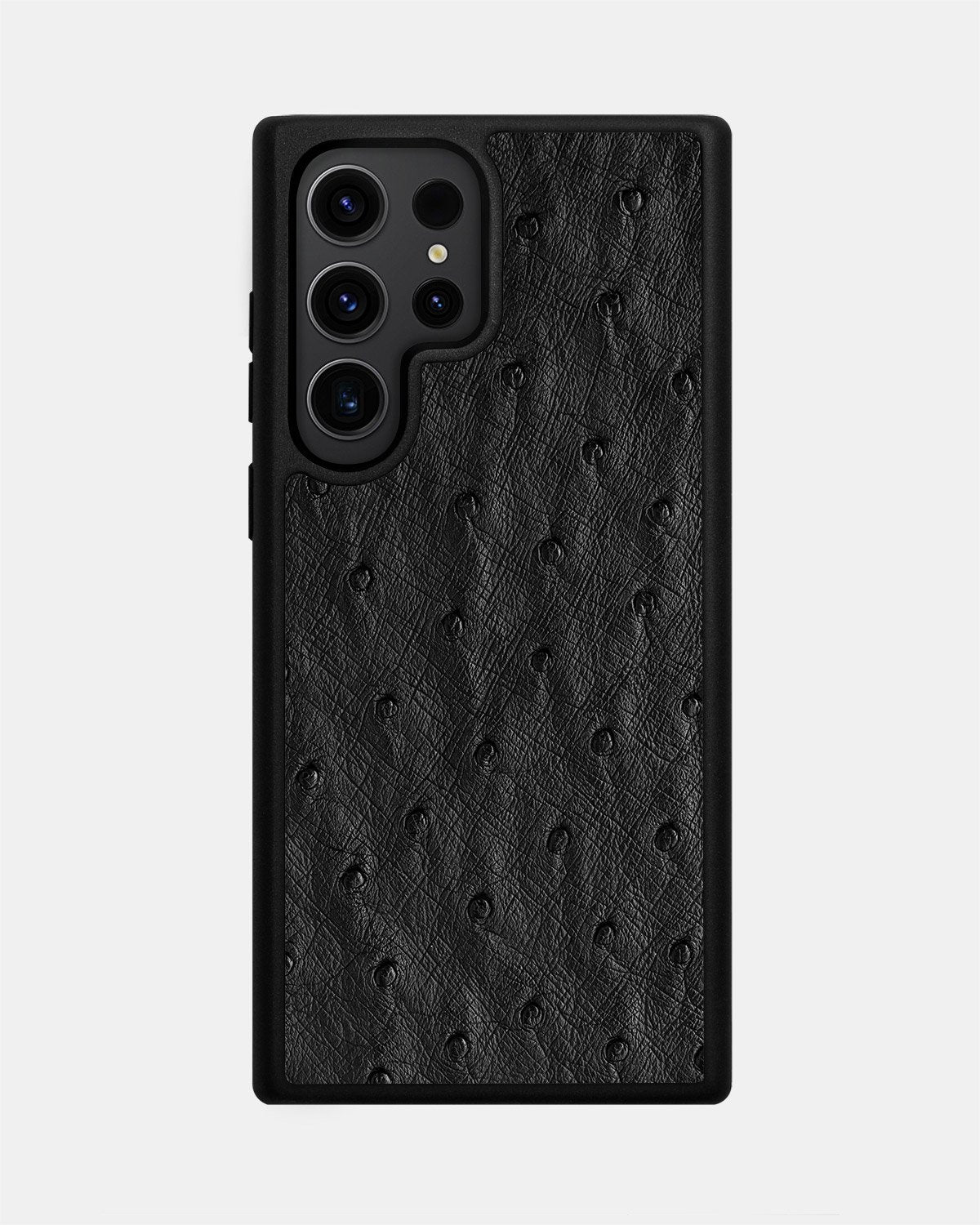 Etui z czarnej skóry strusia z mieszkami włosowymi dla Samsung S23 Ultra
