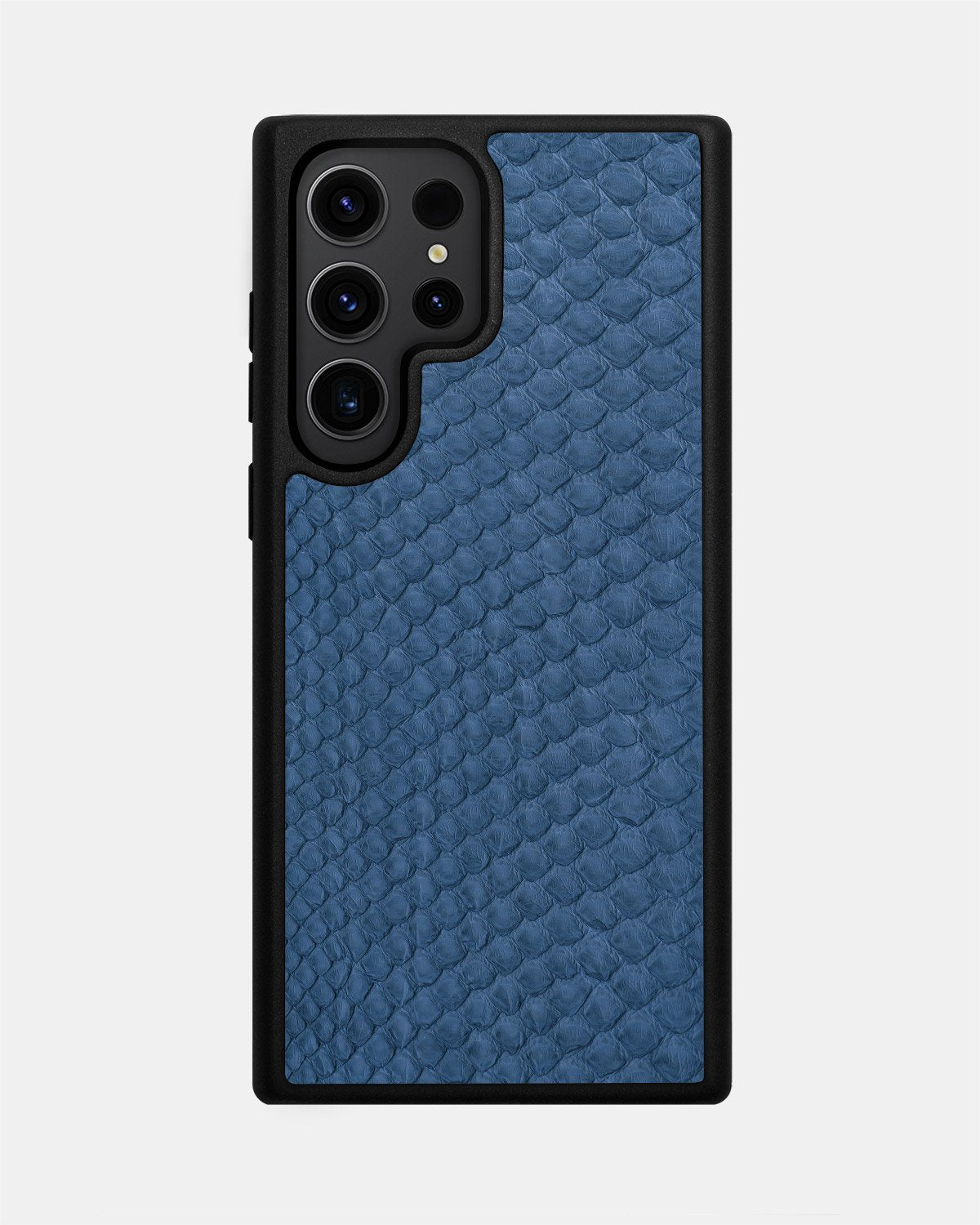 Etui z szaro-niebieskiej skóry pytona o drobnych łuskach do Samsung S23 Ultra