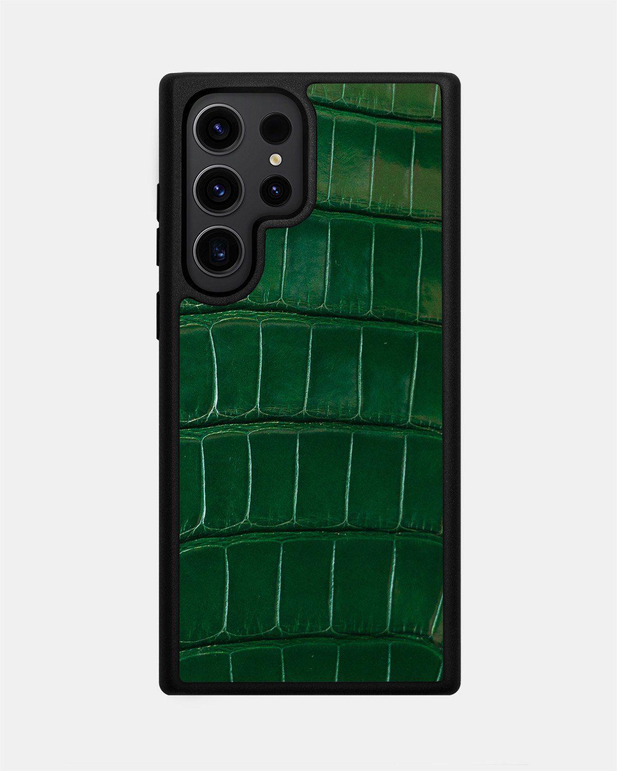 Etui z ciemnozielonej skóry krokodyla dla Samsung S23 Ultra