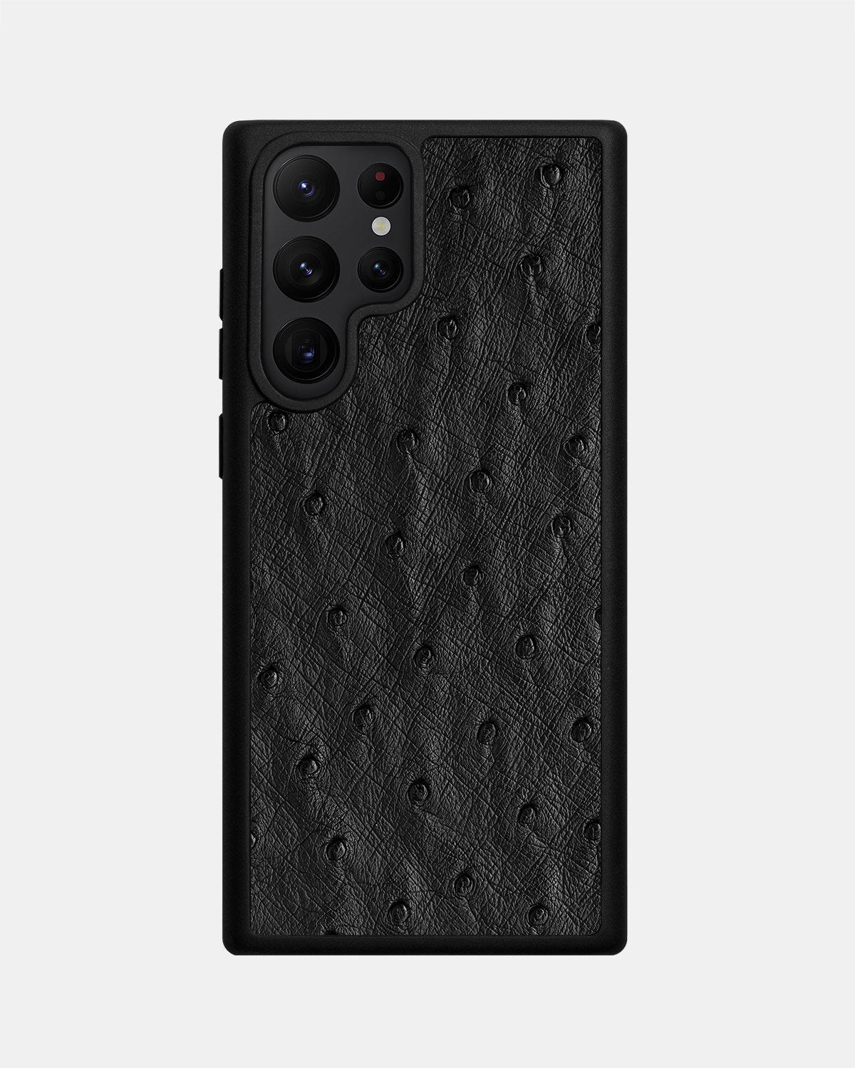 Etui z czarnej skóry strusia z pęcherzykami do Samsung S22 Ultra