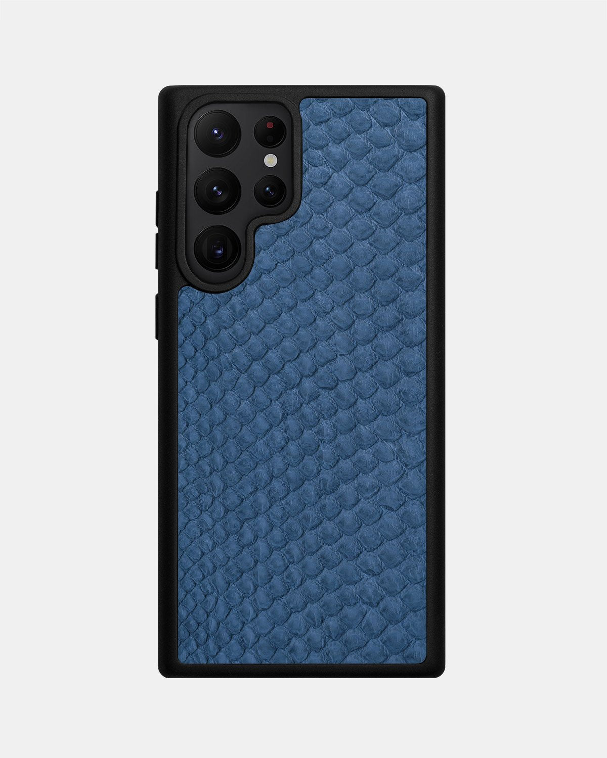 Etui z szaro-niebieskiej skóry pytona z drobnymi łuskami do Samsung S22 Ultra