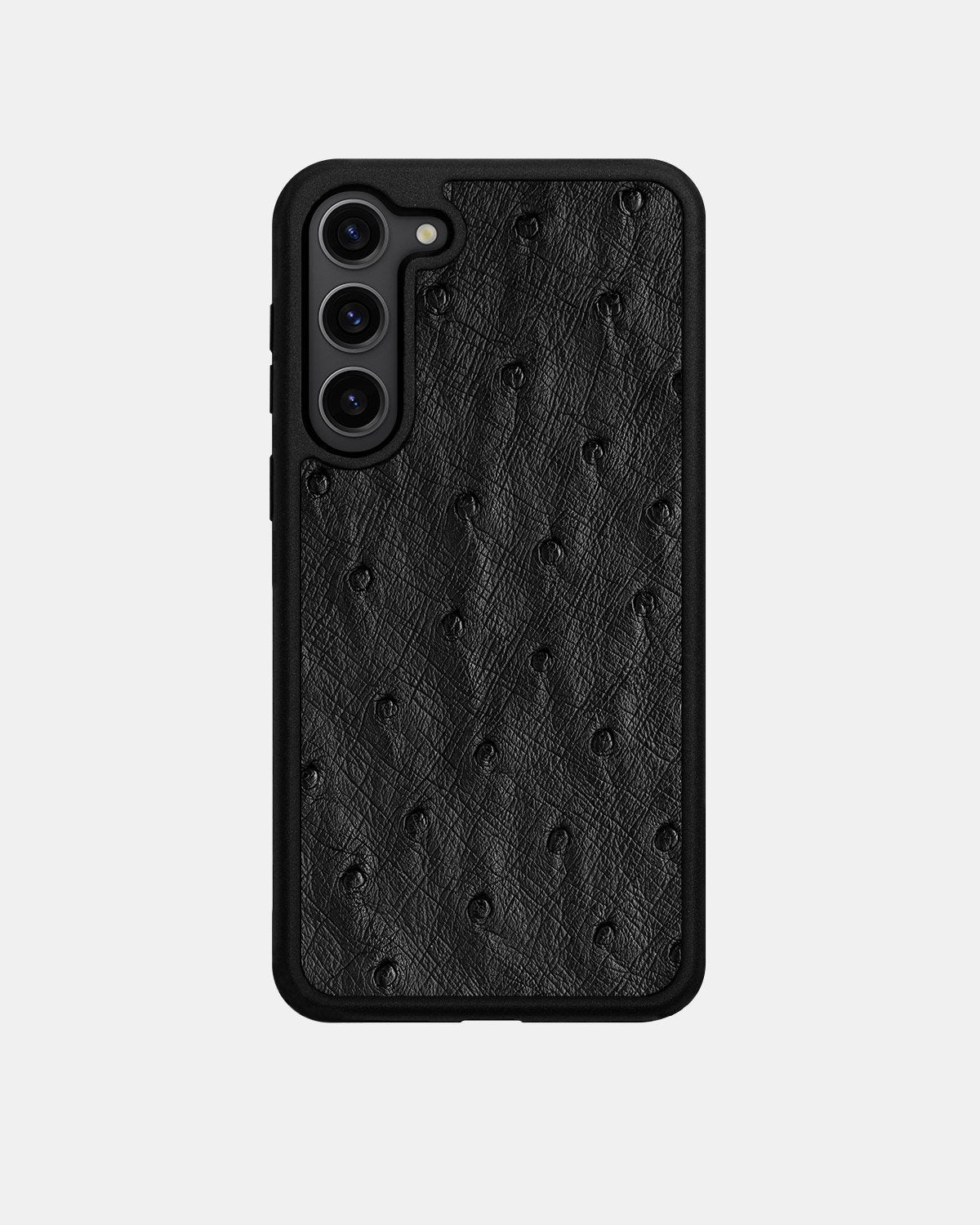 Etui z czarnej skóry strusia z pęcherzykami do Samsung S23